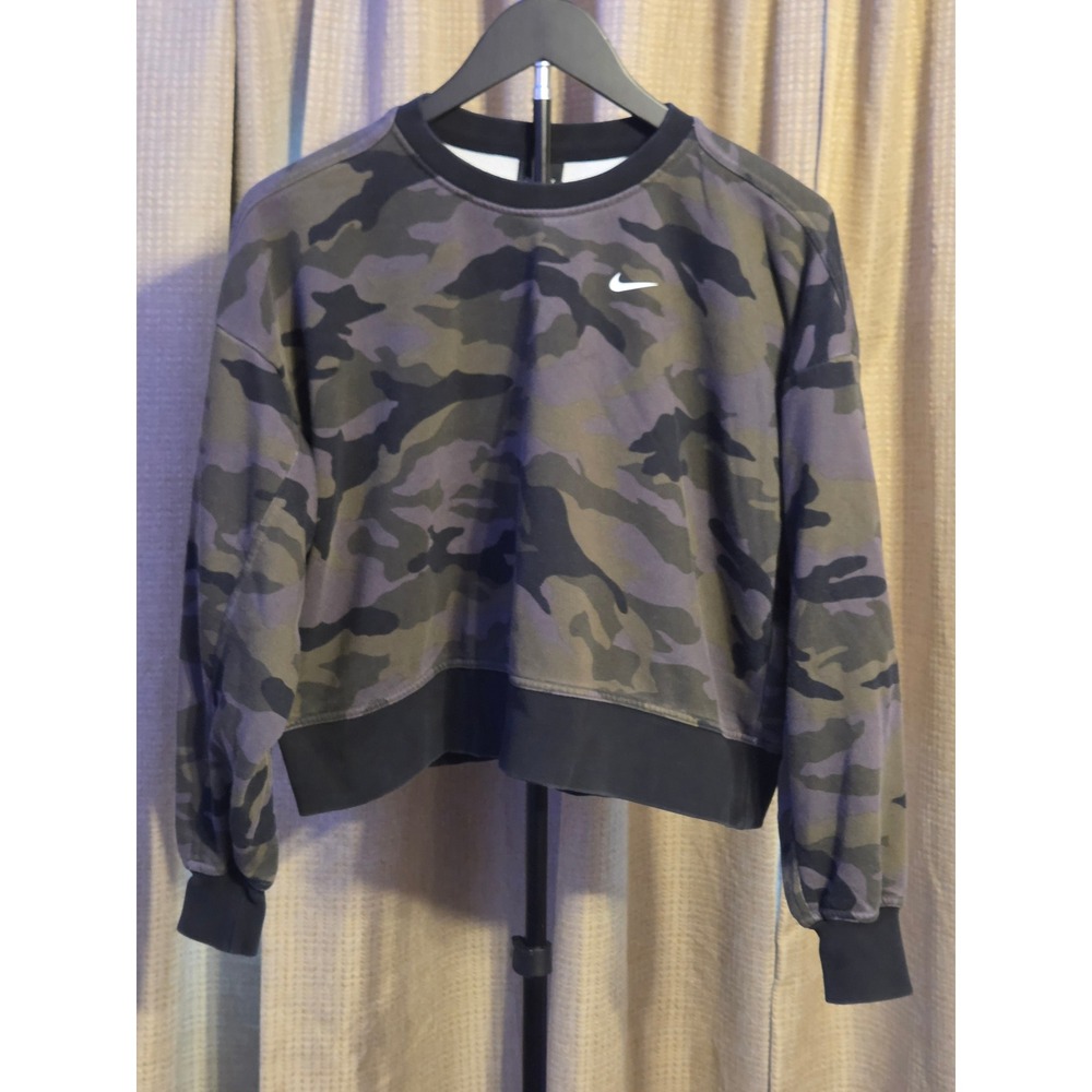 Nike Dri-Fit Long Sleeve Pullover Crop Top Women's Size Small Camouflage